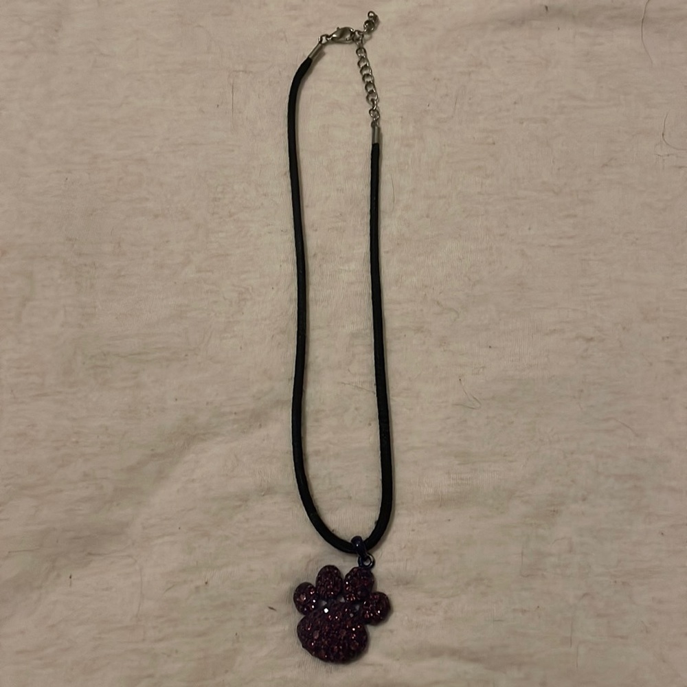 Purple paw print necklace